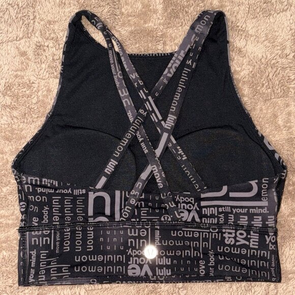 Like New Lululemon Energy High-Neck Longline Sports Bra  Crop Top Ombre Black 4 - Picture 6 of 8